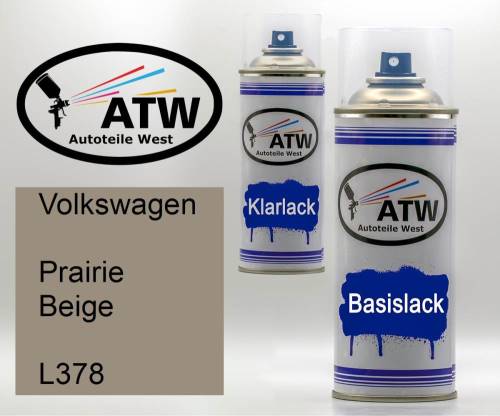 Volkswagen, Prairie Beige, L378: 400ml Sprühdose + 400ml Klarlack - Set, von ATW Autoteile West.